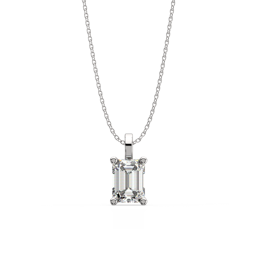 Solitaire Emerald Lab Grown Diamond Pendant by Stefee