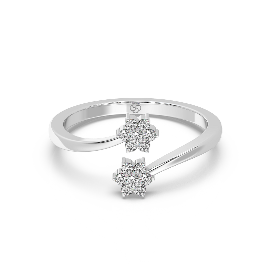 Curled Flower Lab Grown Diamond Ring by Stefee Jewels