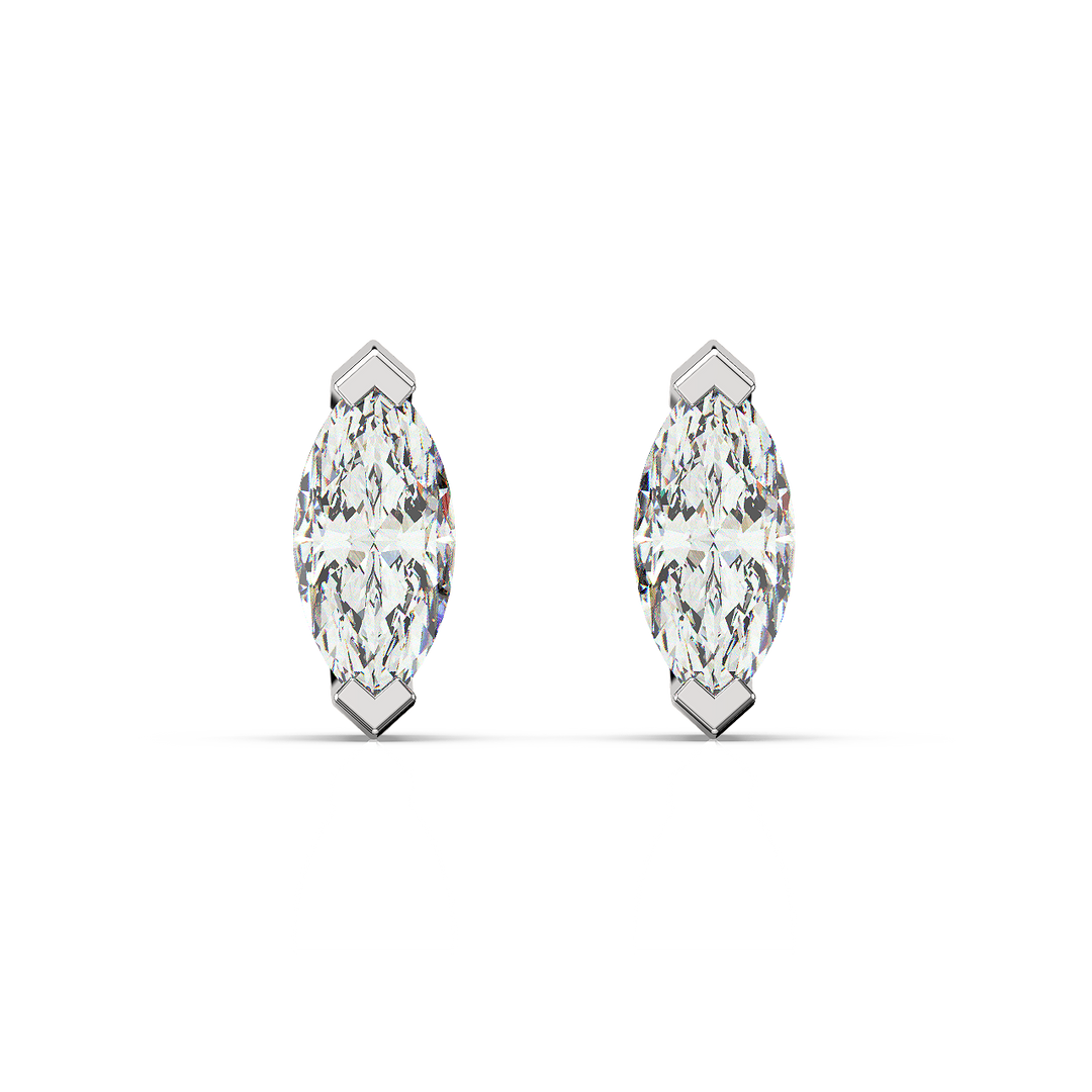 Solitaire Marquise Lab Grown Diamond Studs Earrings by Stefee