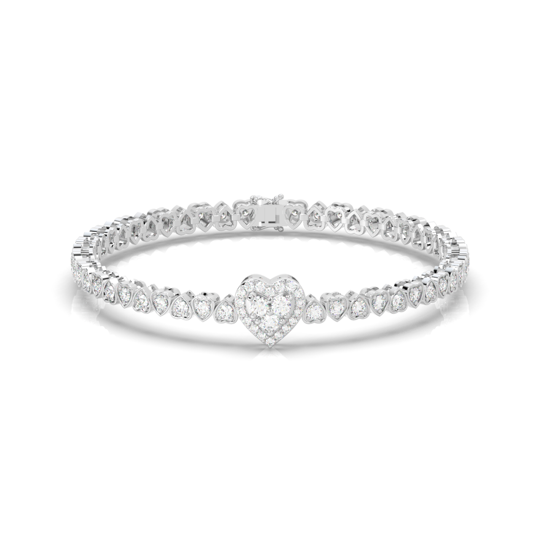 Heart Shaped Lab Grown Diamond Bracelet by Stefee Jewels