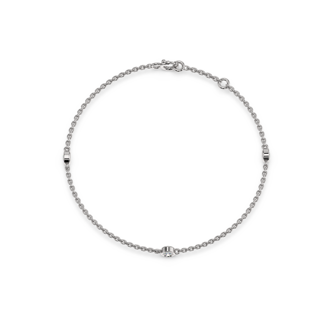 Bezel Set 3  Lab Grown Diamond Bracelet by Stefee