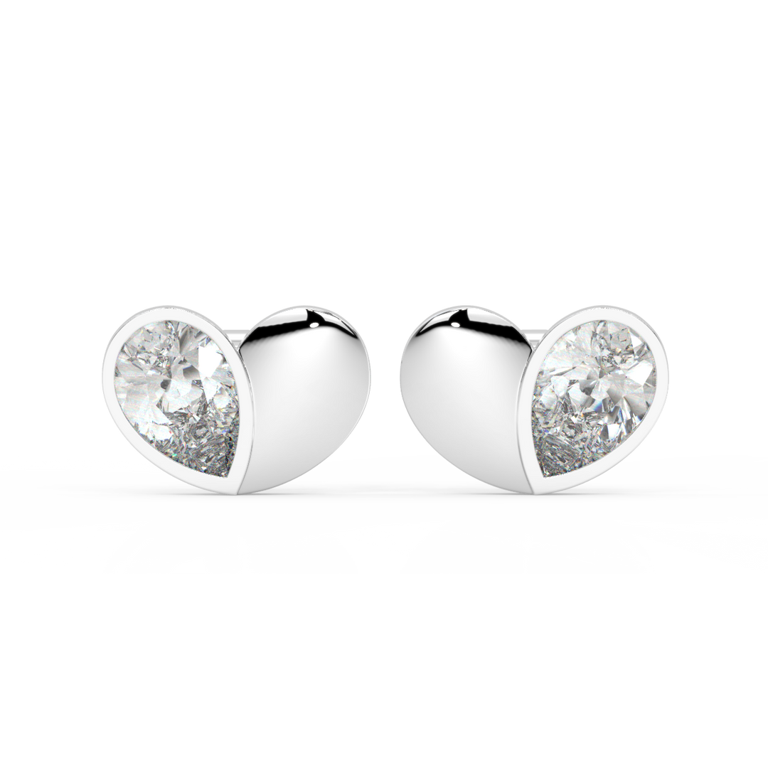 Little Lab Grown Diamond Heart Studs By Stefee Jewels