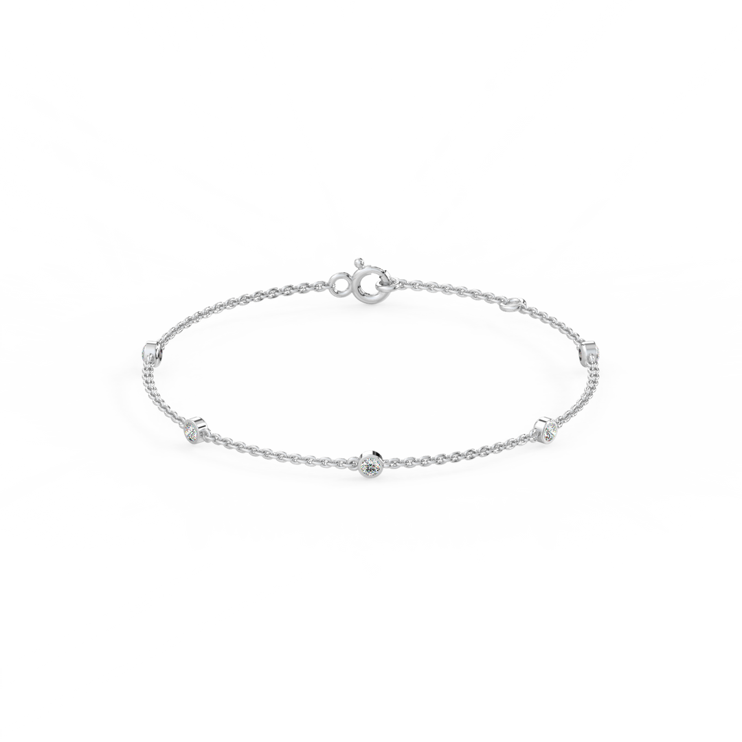 Bazel Set 5 Lab Grown Diamond Bracelet by Stefee