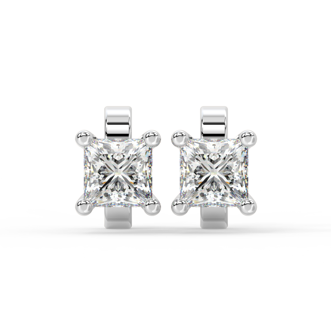 Solitaire Princess Lab Grown Diamond Studs Earrings by Stefee