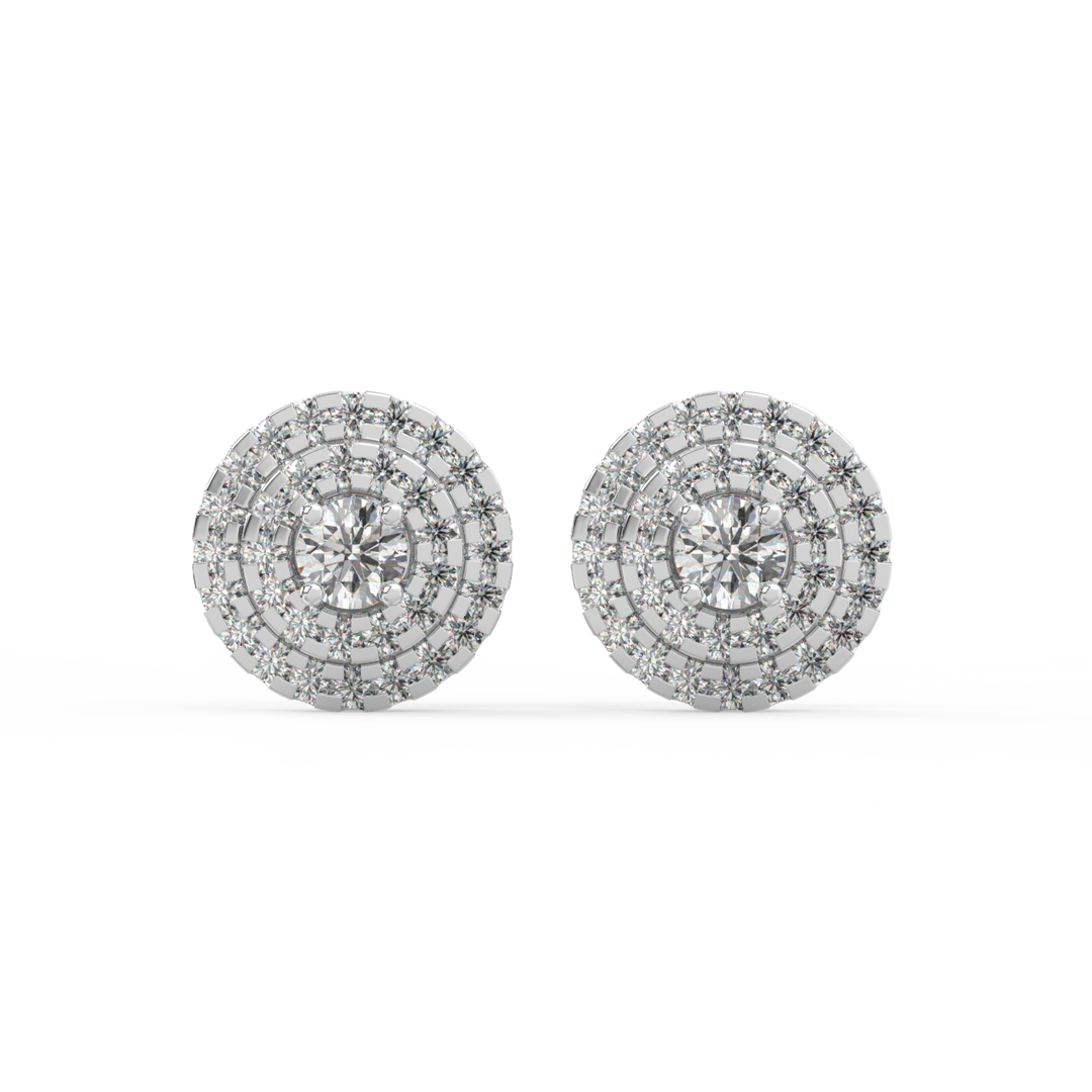 Double Round Halo Lab Grown Diamond Studs Earrings by Stefee