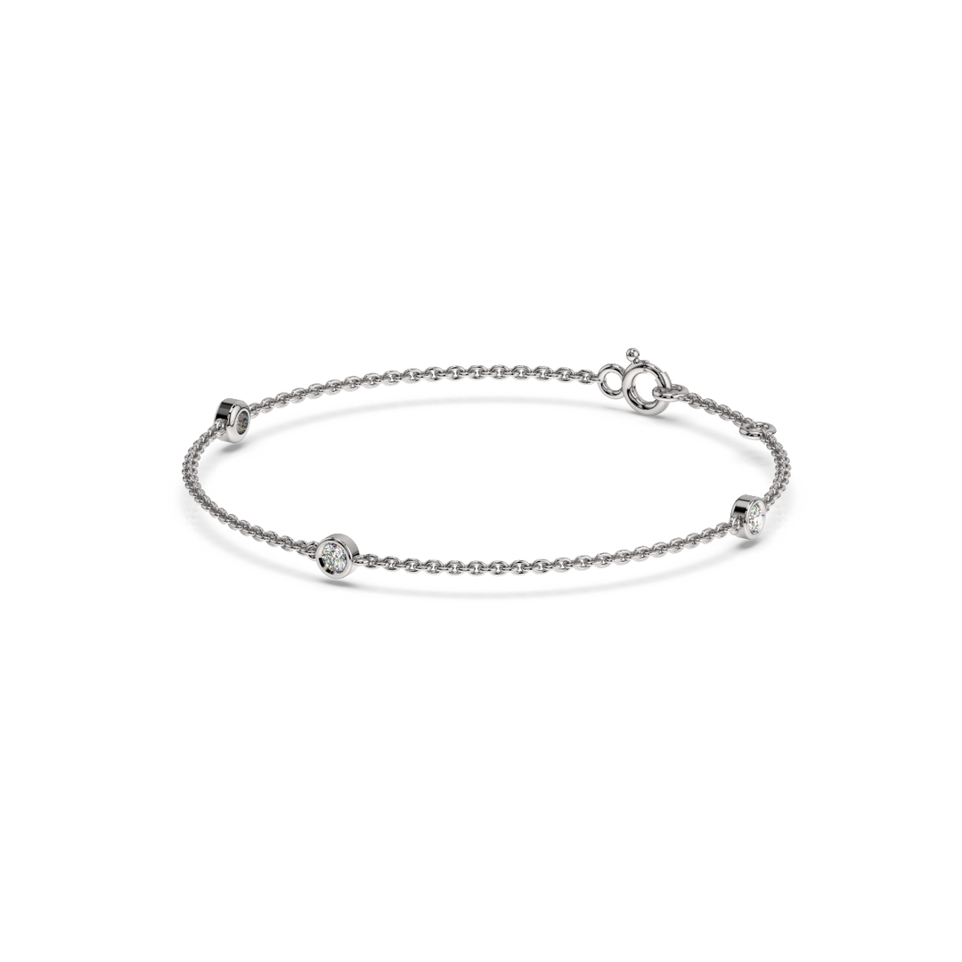 Bezel Set 3  Lab Grown Diamond Bracelet by Stefee