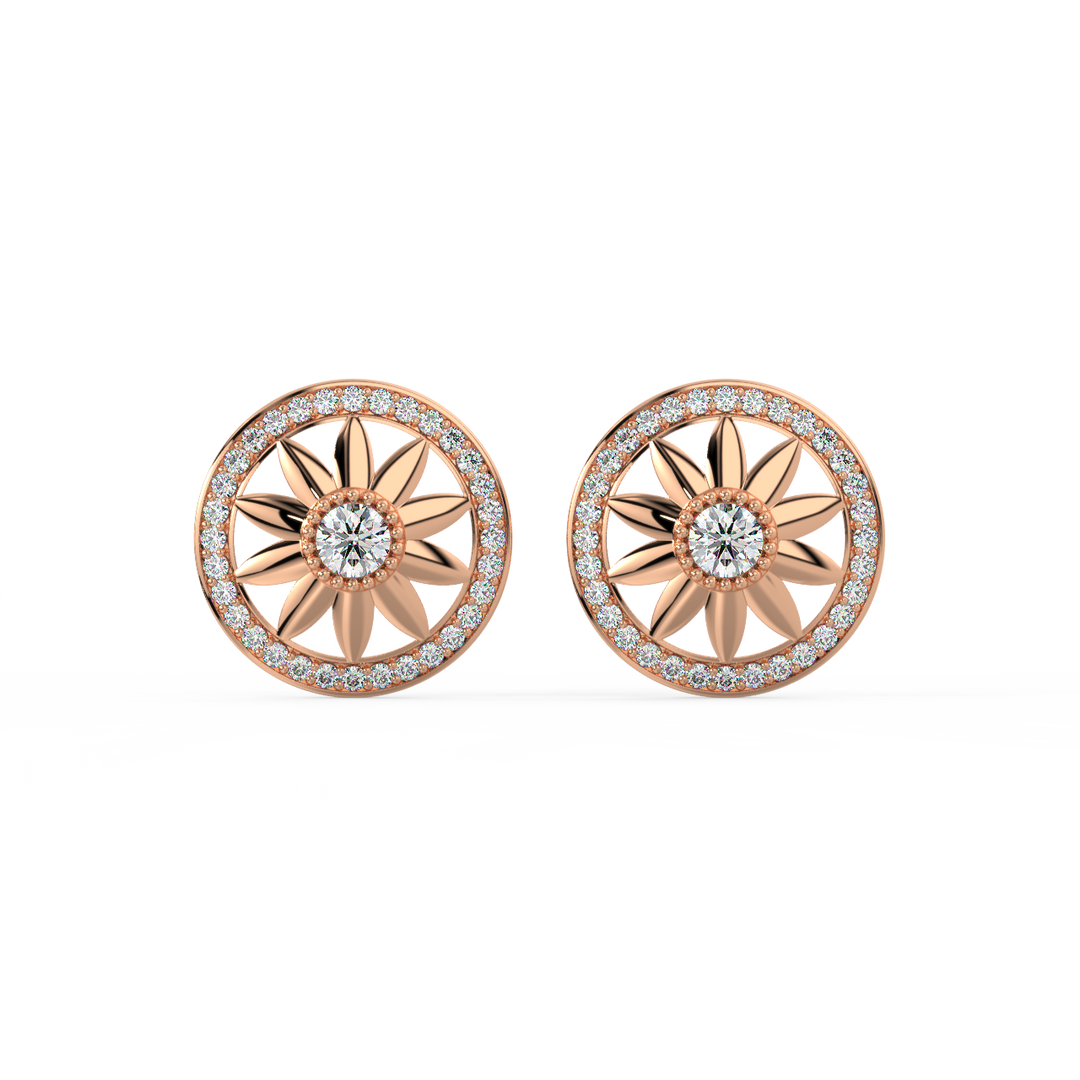 Radiant Round Lab Grown Diamond Studd Earrings by Stefee Jewels