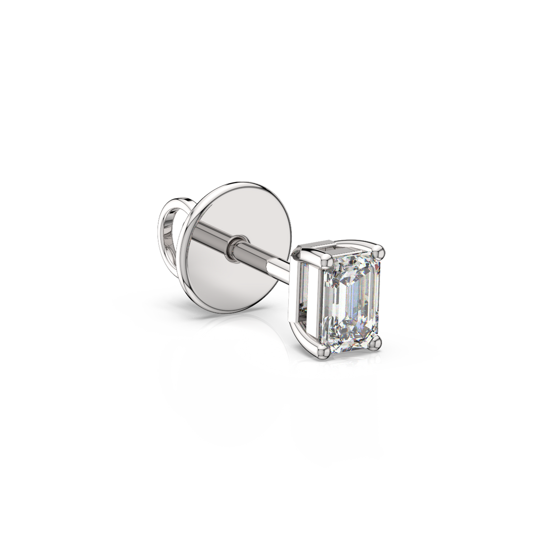 Solitaire Emerald Lab Grown Diamond Studs Earrings by Stefee