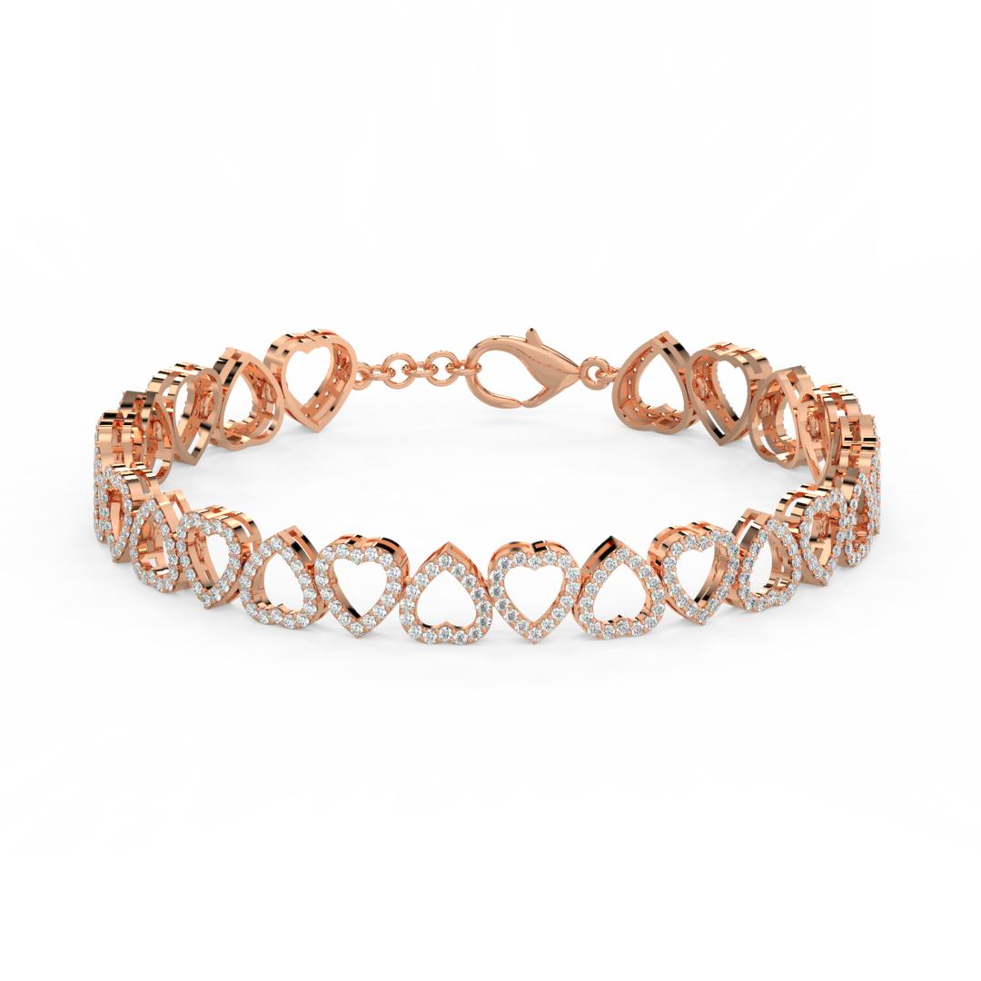 Locked Hearts Lab Grown Diamond Bracelet by Stefee Jewels