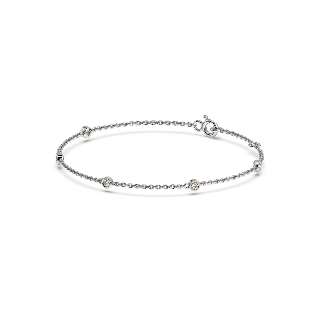 Bazel Set 5 Lab Grown Diamond Bracelet by Stefee