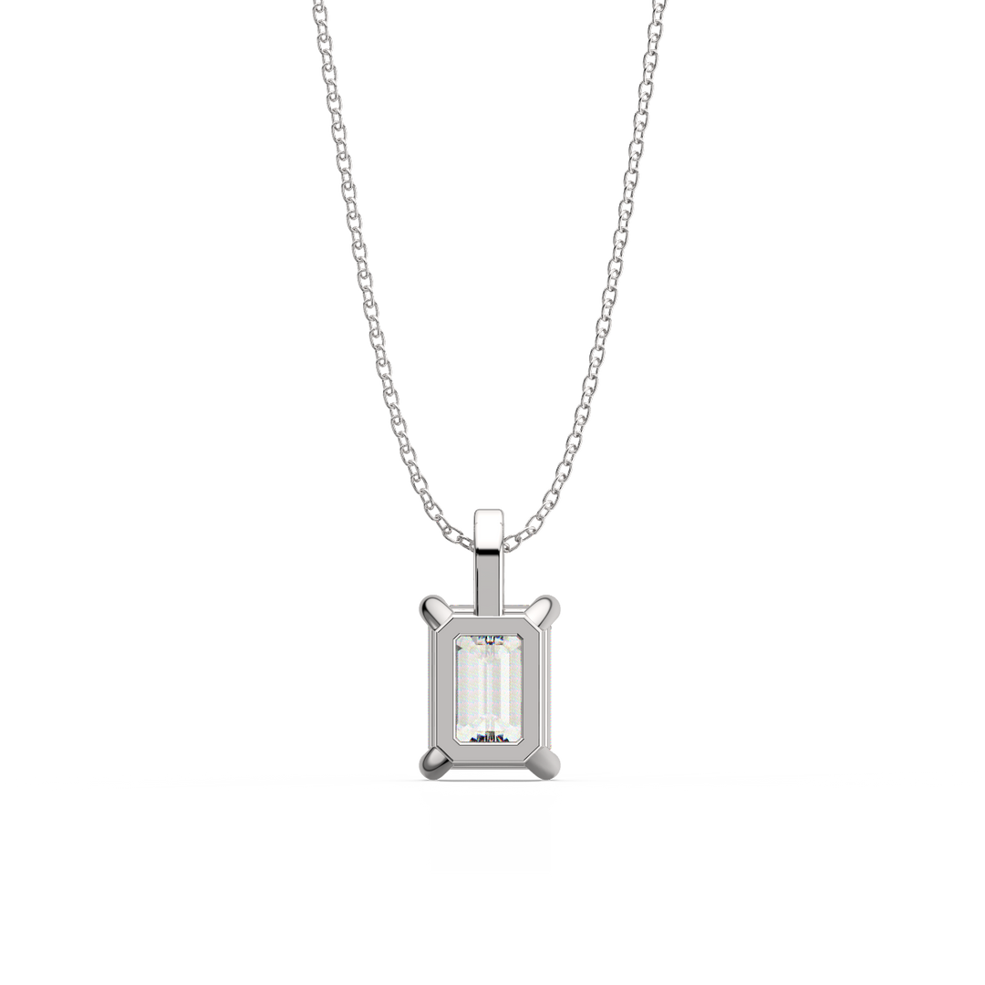 Solitaire Emerald Lab Grown Diamond Pendant by Stefee