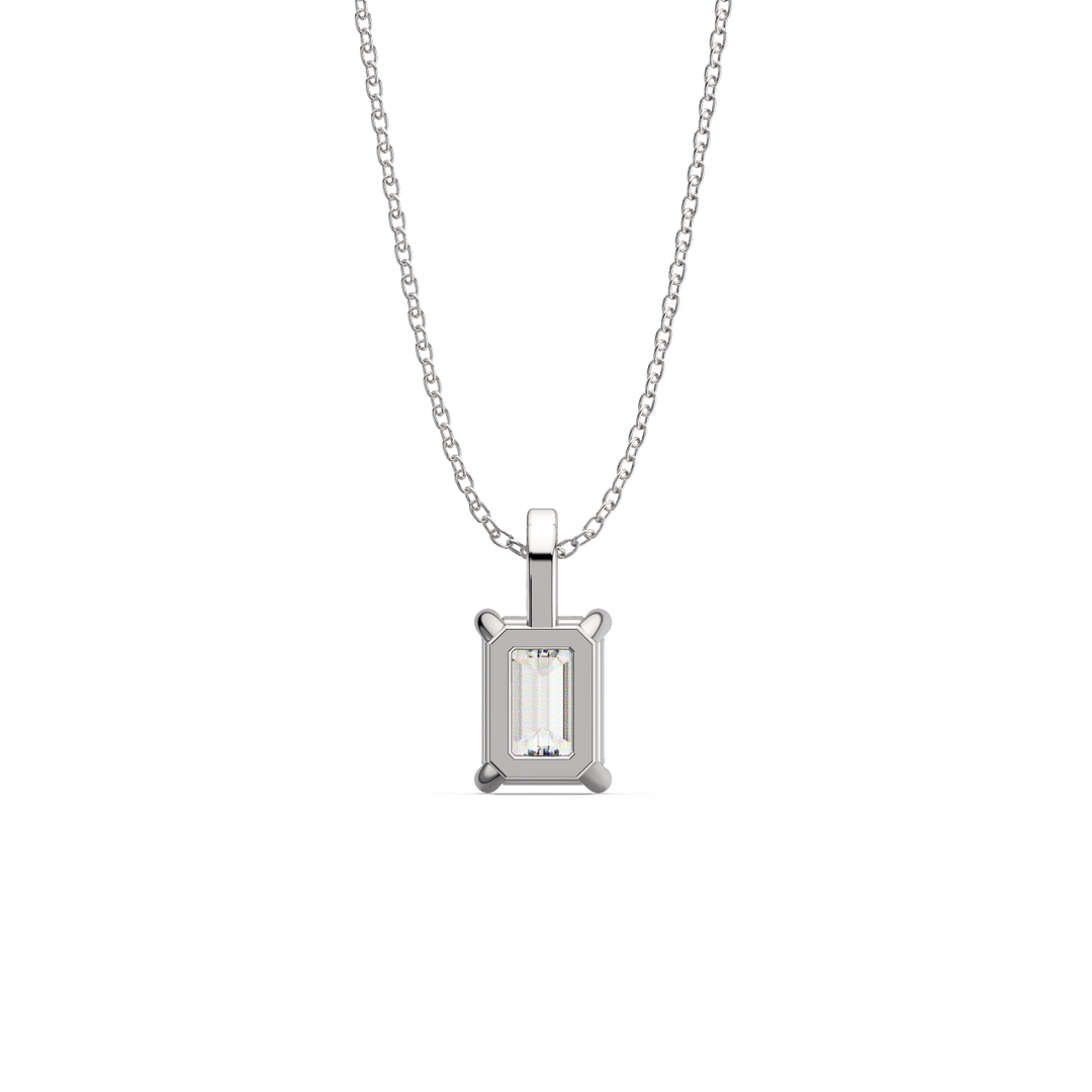 Solitaire Emerald Lab Grown Diamond Pendant by Stefee