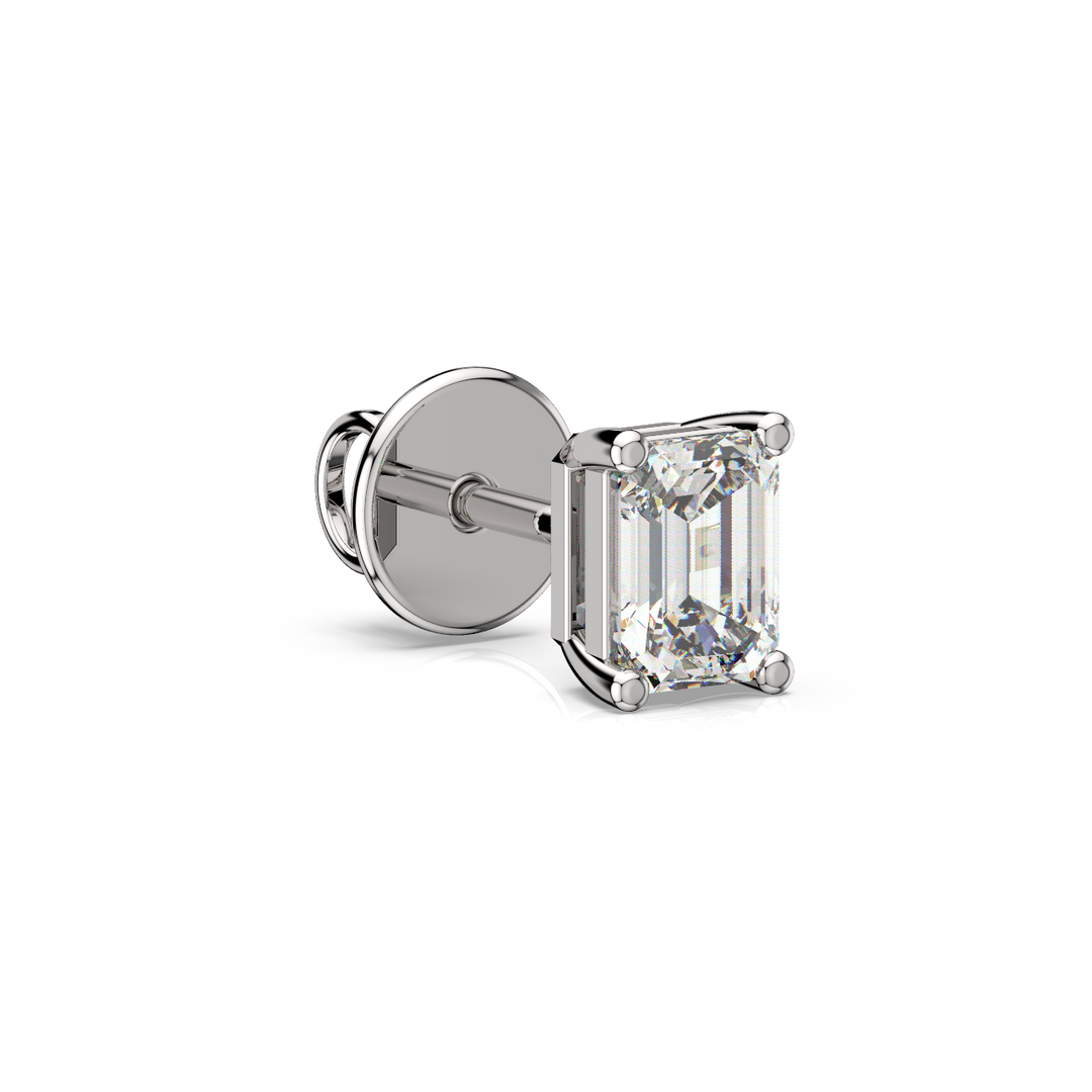 Solitaire Emerald Lab Grown Diamond Studs Earrings by Stefee