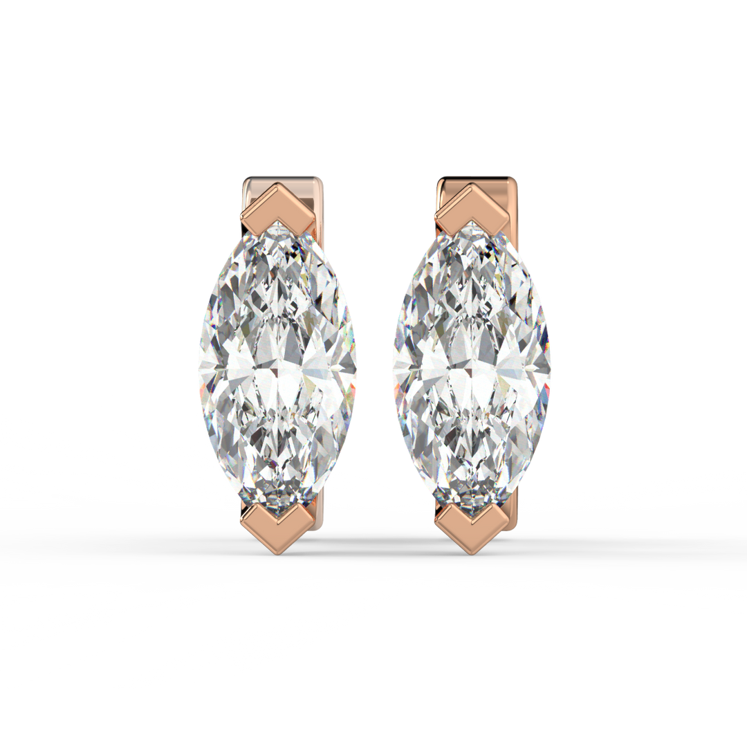 Solitaire Marquise Lab Grown Diamond Studs Earrings by Stefee