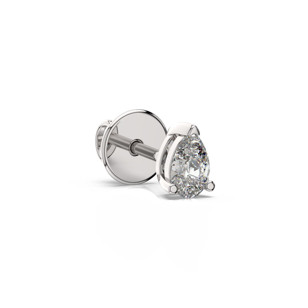Solitaire Pear Lab Grown Diamond Studs Earrings by Stefee