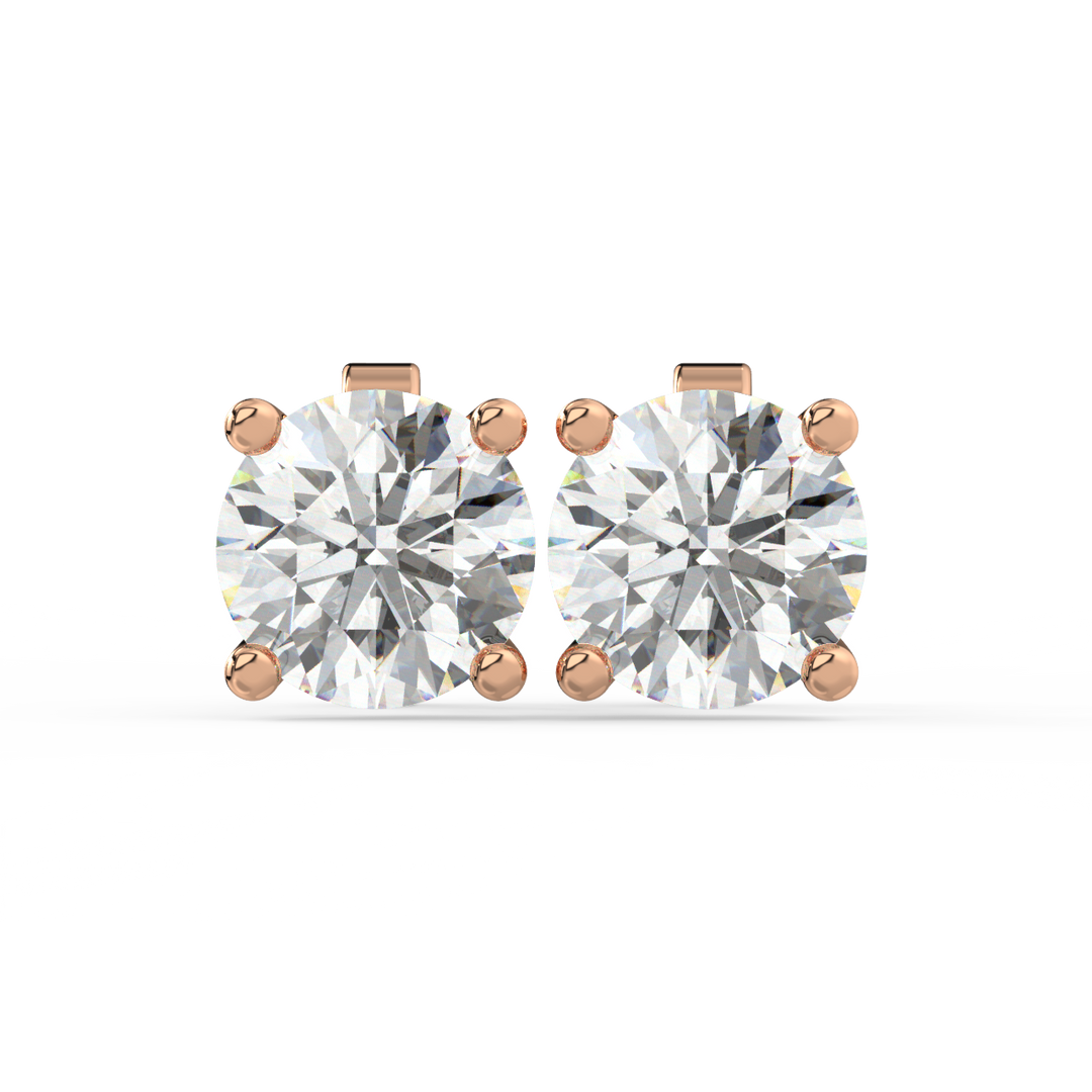 Solitaire Round Lab Grown Diamond Studs Earrings by Stefee