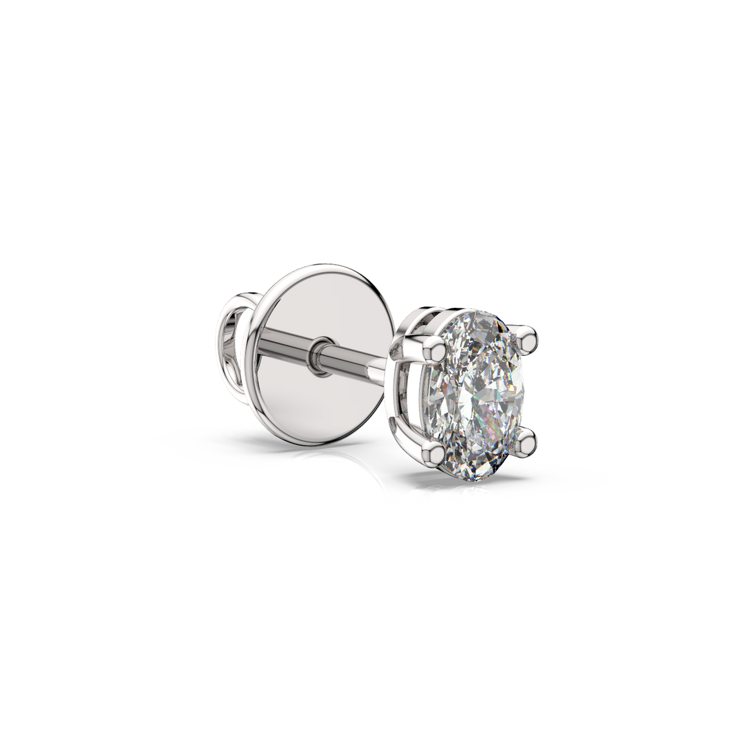 Solitaire Oval Lab Grown Diamond Studs Earrings by Stefee