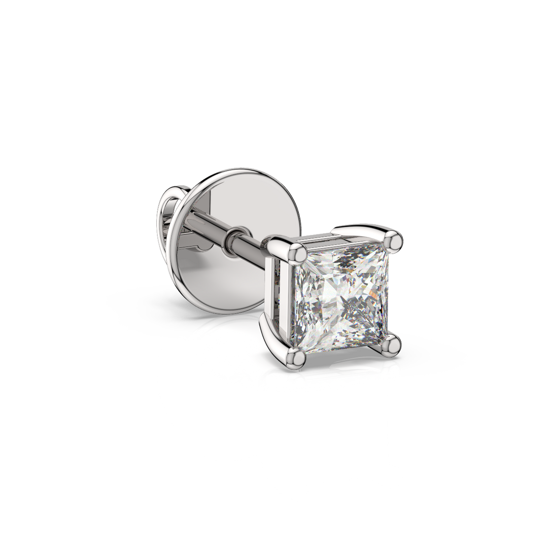 Solitaire Princess Lab Grown Diamond Studs Earrings by Stefee