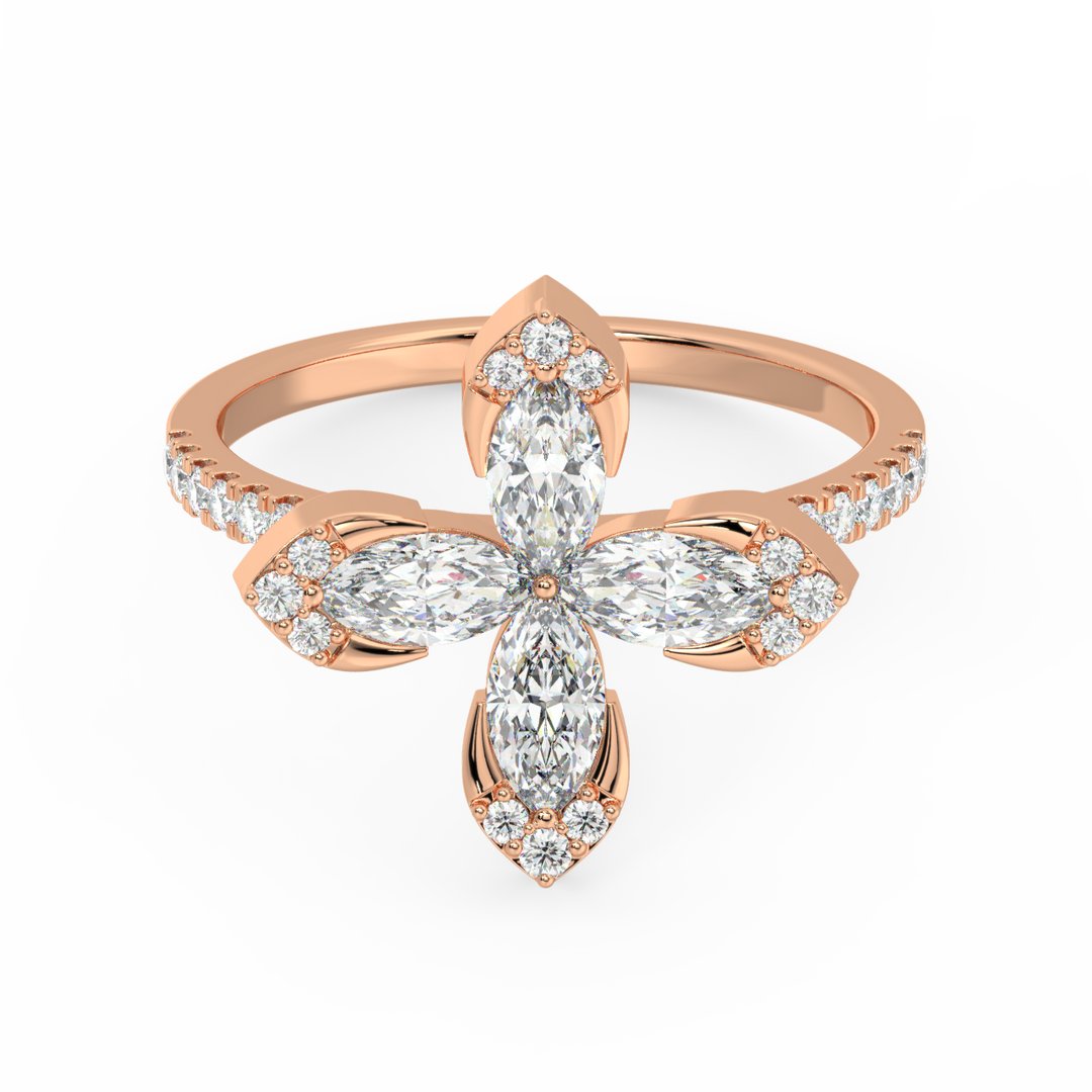 The 4- Lab Grown Diamond Petal  Ring by Stefee Jewels