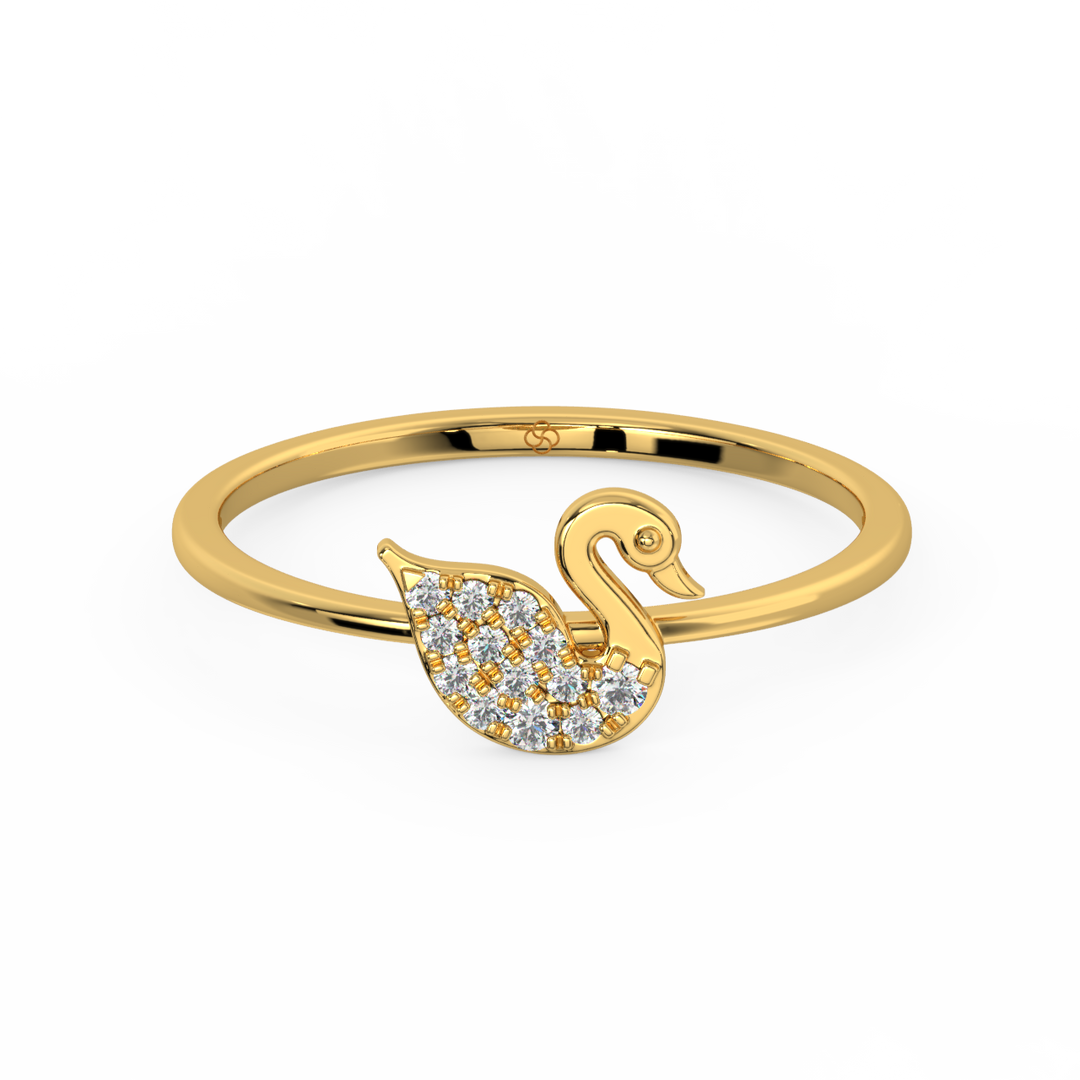 Studded Swan Lab Grown Diamond Ring by Stefee Jewels