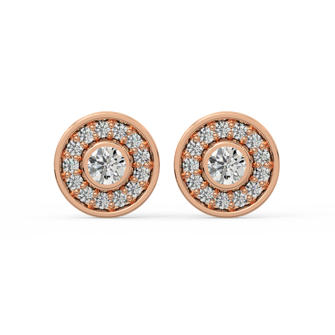 Trailing Round Halo Lab Grown Diamond Studs Earrings by Stefee