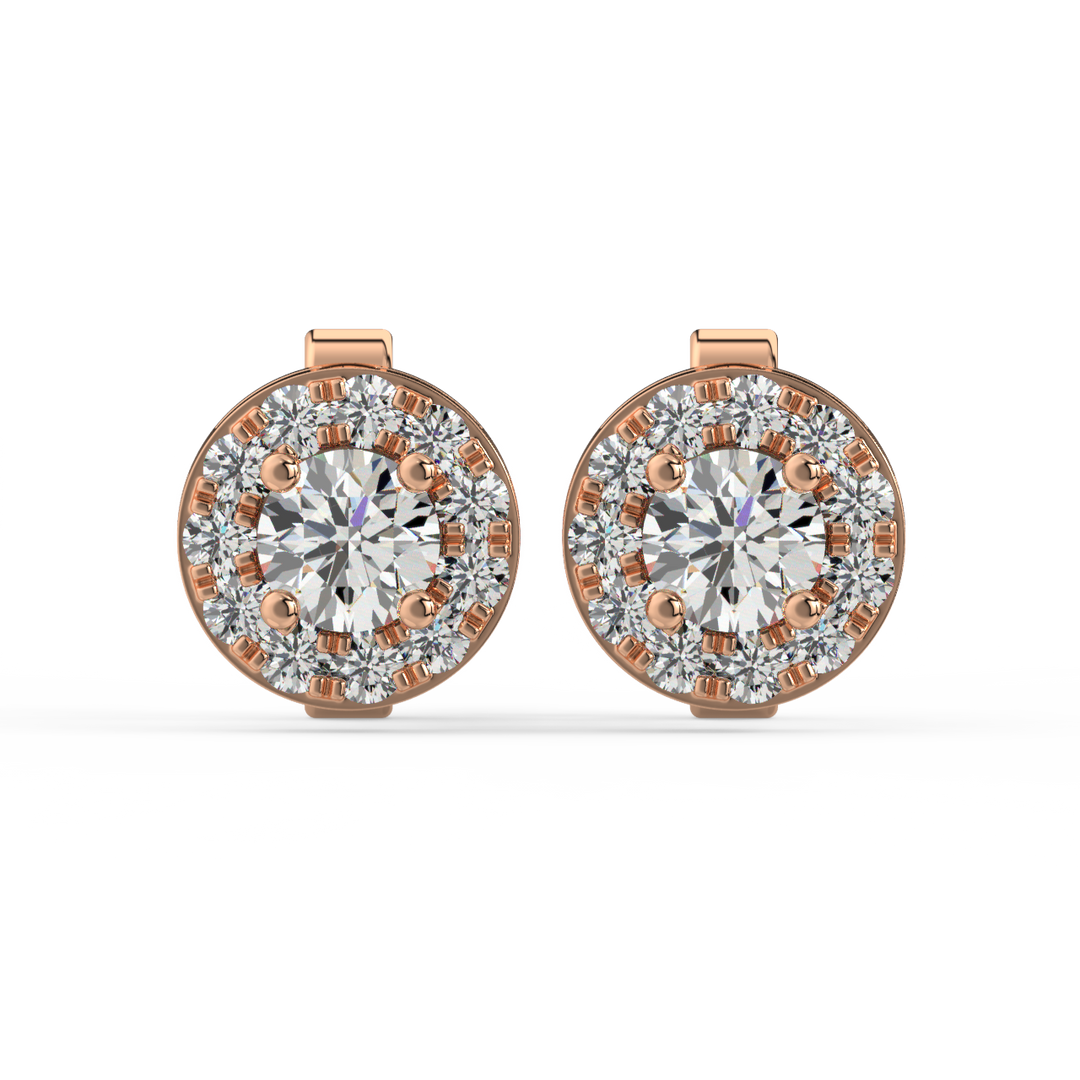 Lab Grown Diamond Round Halo Studs Earrings by Stefee