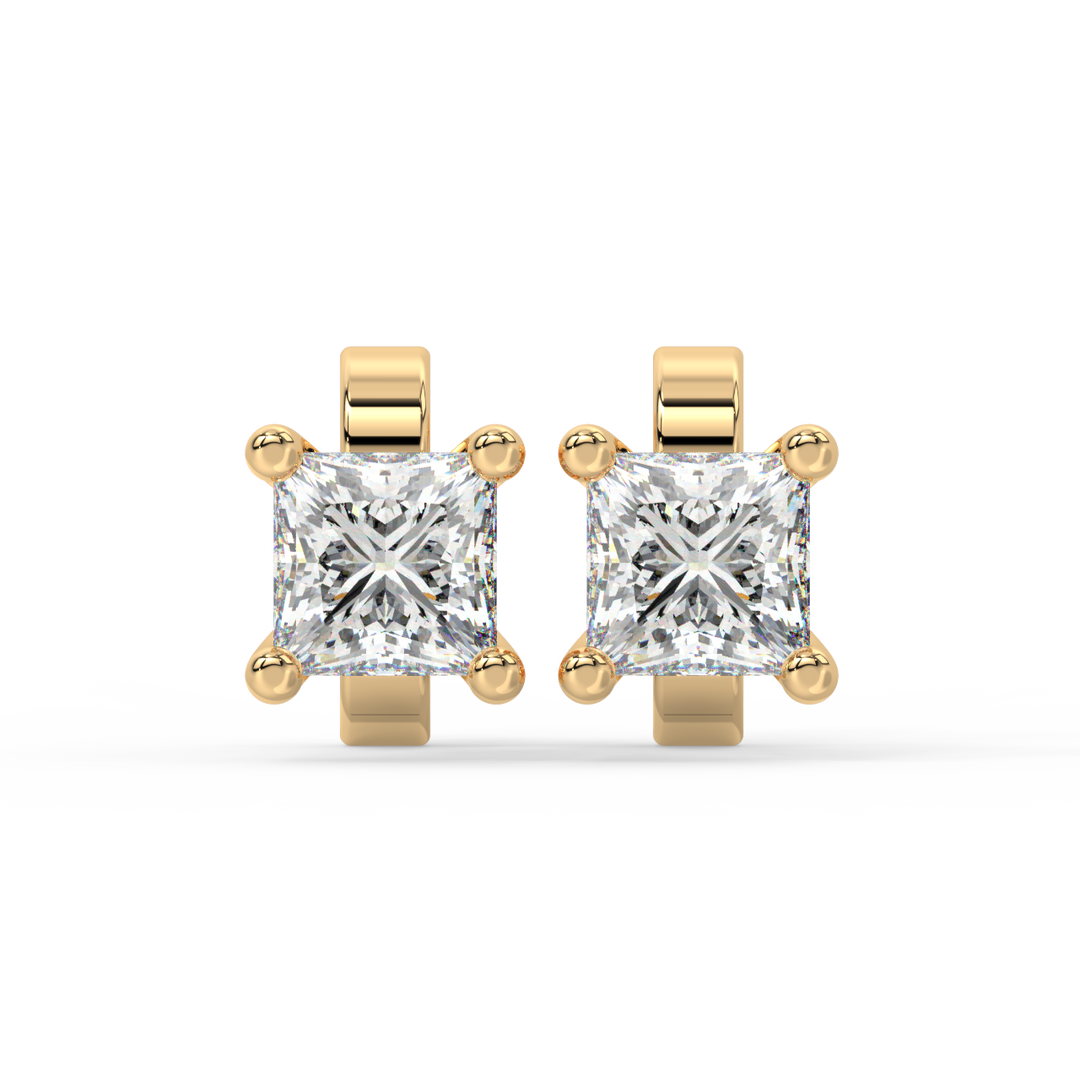 Solitaire Princess Lab Grown Diamond Studs Earrings by Stefee