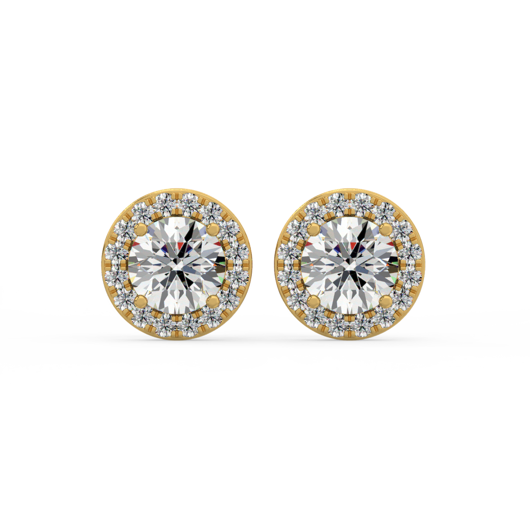 Lab Grown Diamond Round Halo Studs Earrings by Stefee