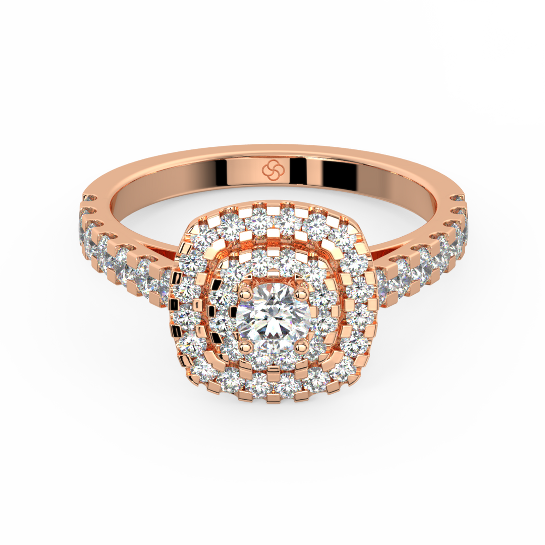 Double Halo Lab Grown - Engagement Diamond Ring by Stefee Jewels