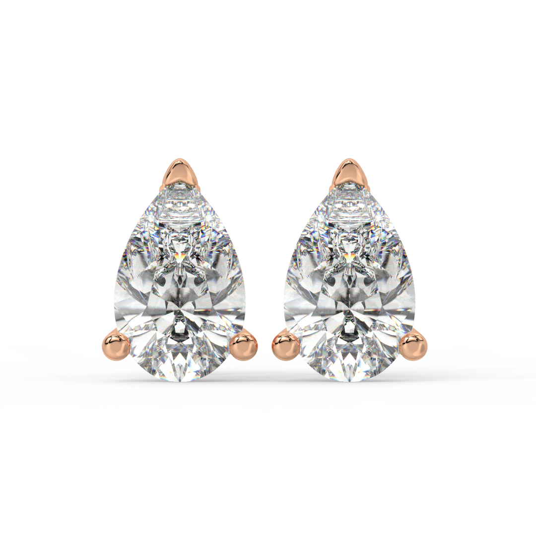 Solitaire Pear Lab Grown Diamond Studs Earrings by Stefee