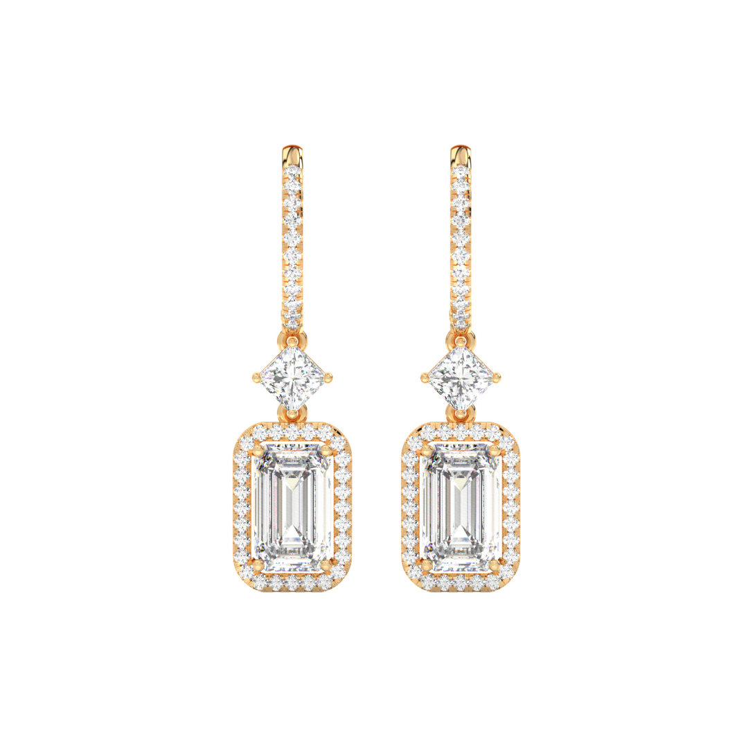 Emrald-Cut Drop  Lab Grown Diamond Earrings By Stefee Jewels