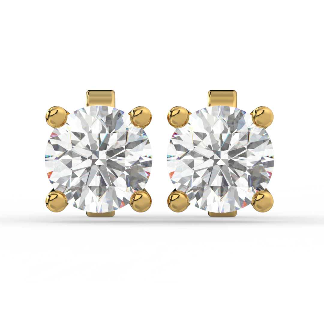 Solitaire Round Lab Grown Diamond Studs Earrings by Stefee