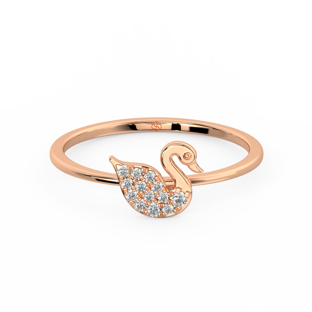 Studded Swan Lab Grown Diamond Ring by Stefee Jewels