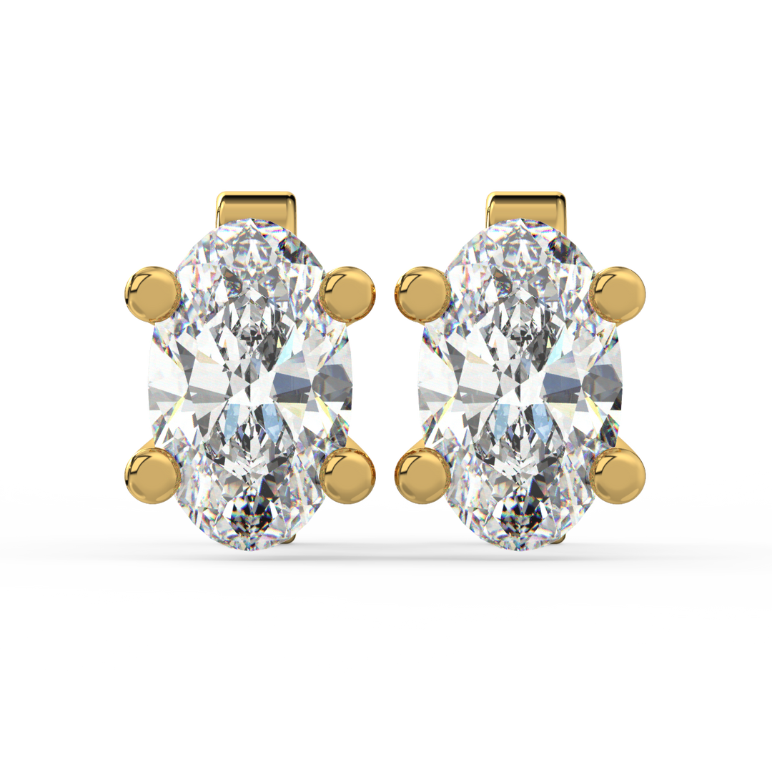 Solitaire Oval Lab Grown Diamond Studs Earrings by Stefee