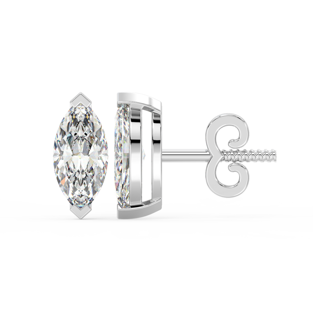 Solitaire Marquise Lab Grown Diamond Studs Earrings by Stefee