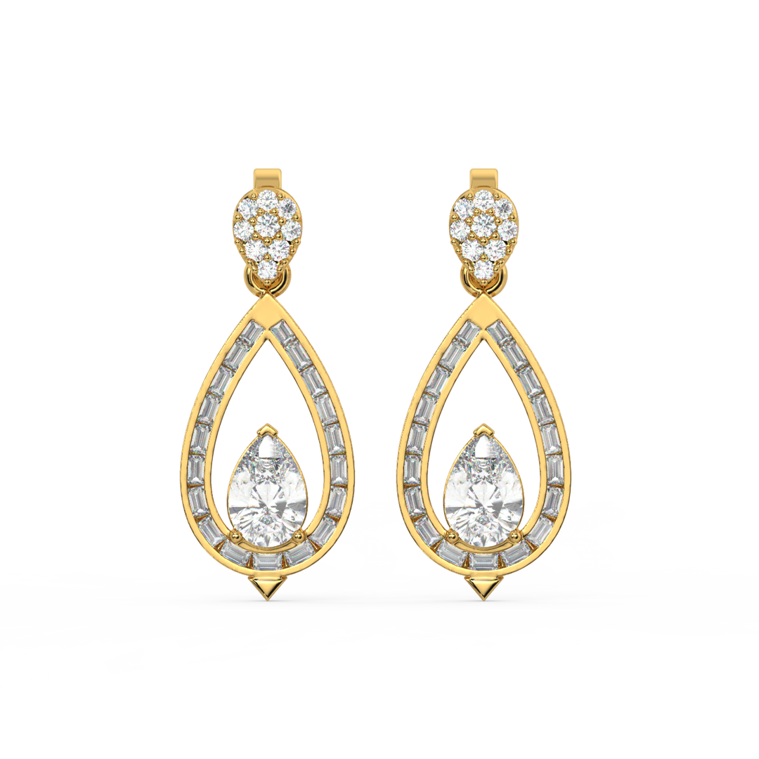 Subburst Pearl Lab Grown Diamond Drop Earrings by Stefee Jewels