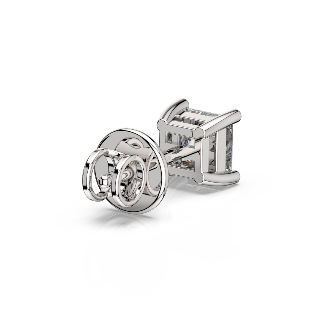 Solitaire Princess Lab Grown Diamond Studs Earrings by Stefee