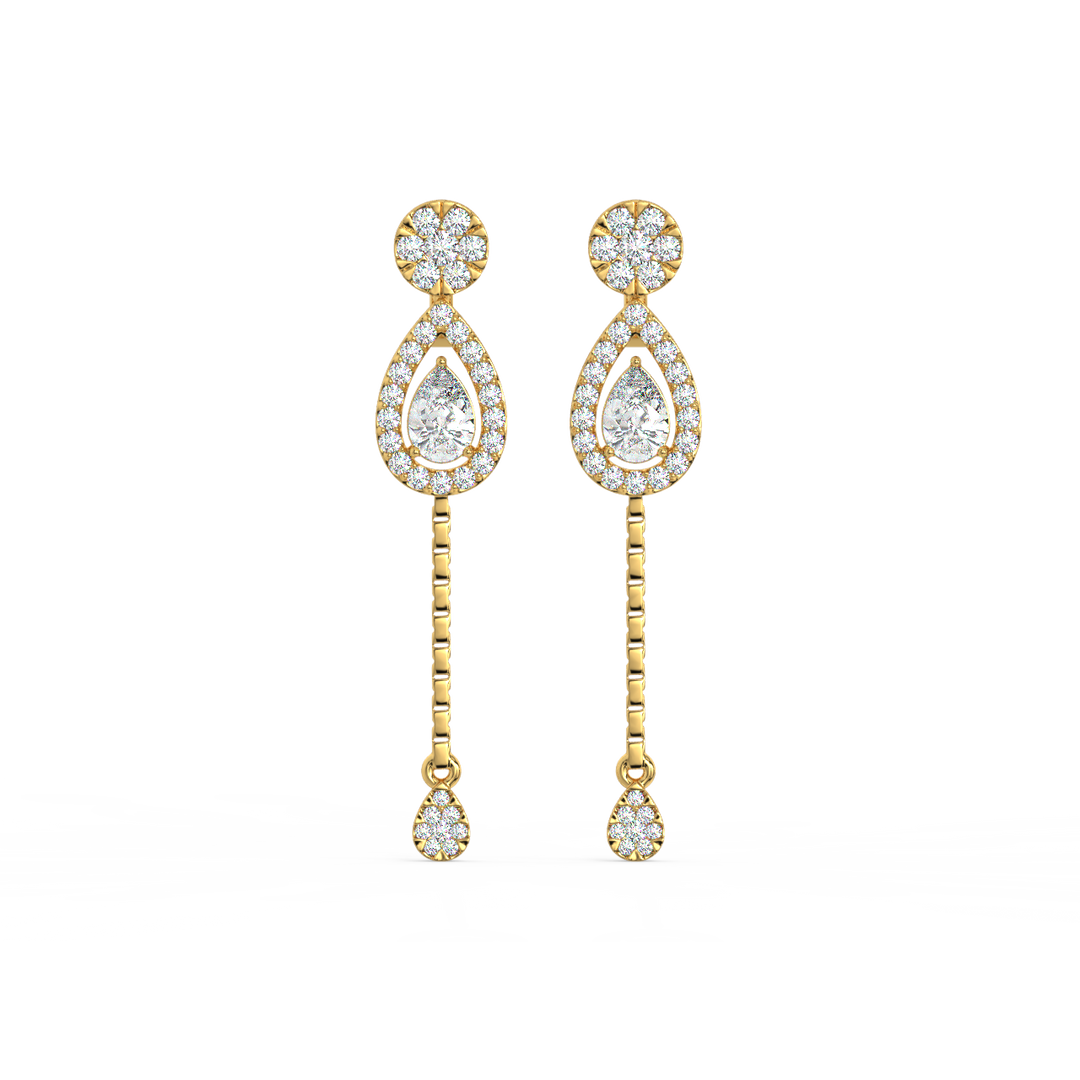 Round Lab Grown Diamond Danglers with String  By Stefee Jewels