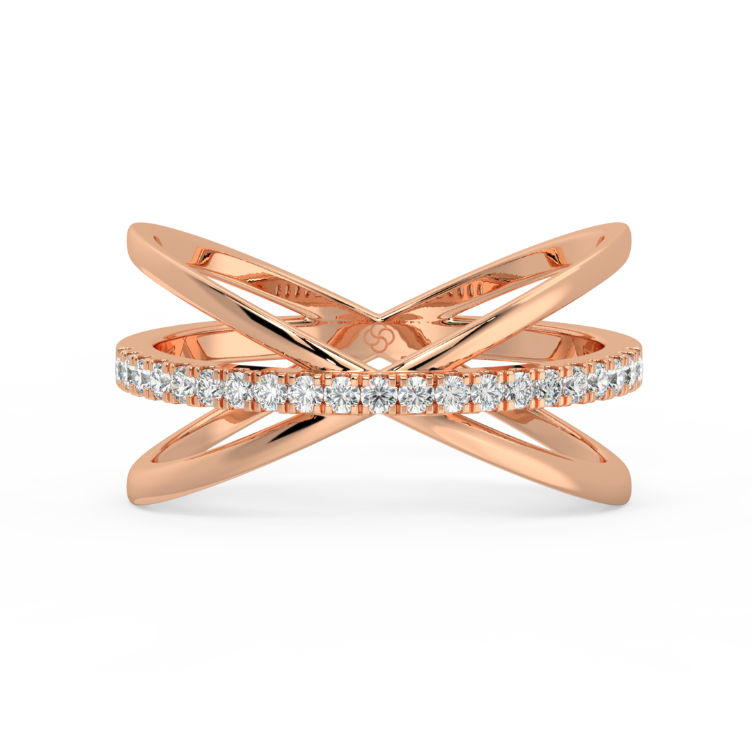 Criss-Cross  Lab Grown Diamond Ring by Stefee Jewels