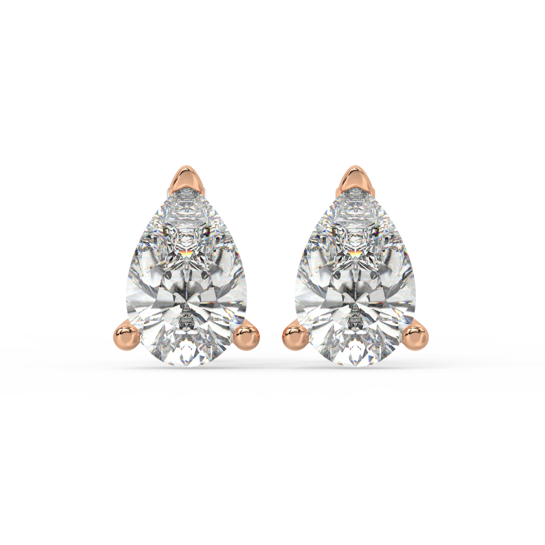 Solitaire Pear Lab Grown Diamond Studs Earrings by Stefee