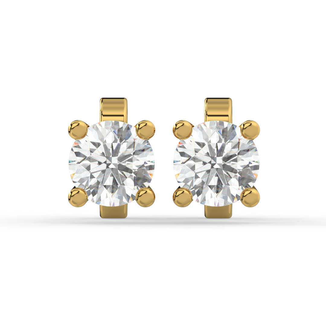 Solitaire Round Lab Grown Diamond Studs Earrings by Stefee