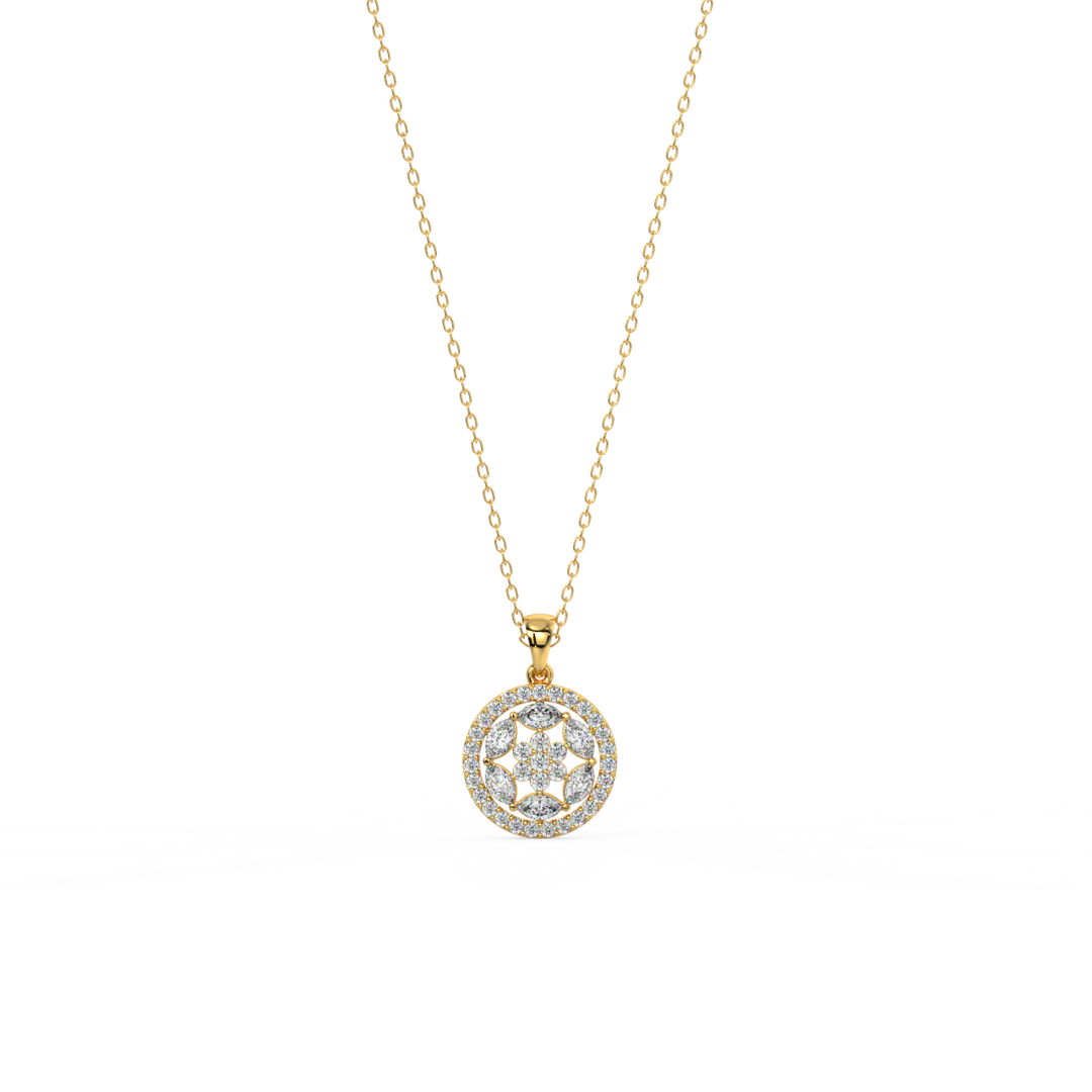 Glitzy Floral Lab Grown Diamond  Pendant Set by Stefee Jewels