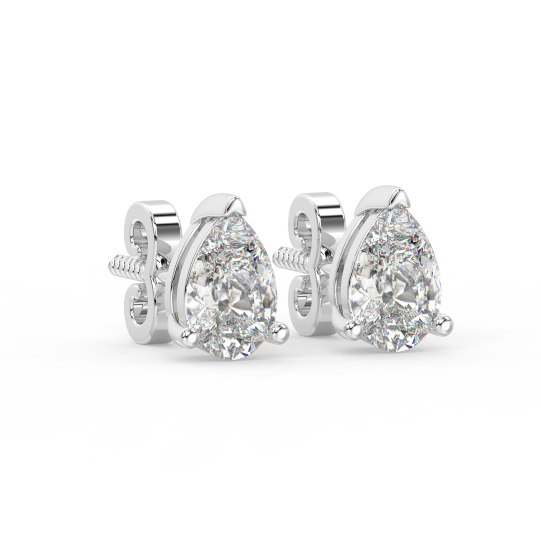 Solitaire Pear Lab Grown Diamond Studs Earrings by Stefee