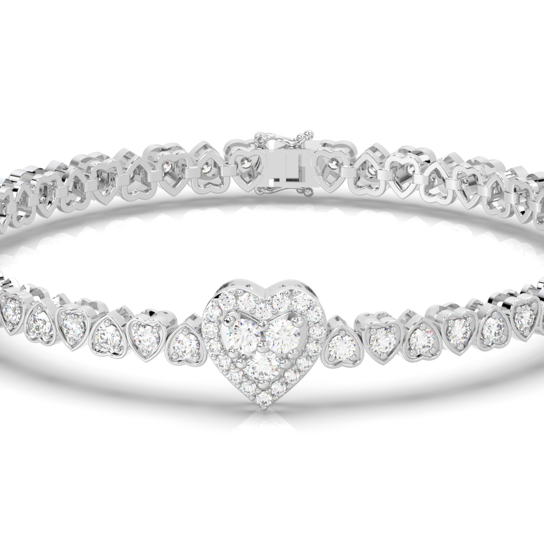 Heart Shaped Lab Grown Diamond Bracelet by Stefee Jewels