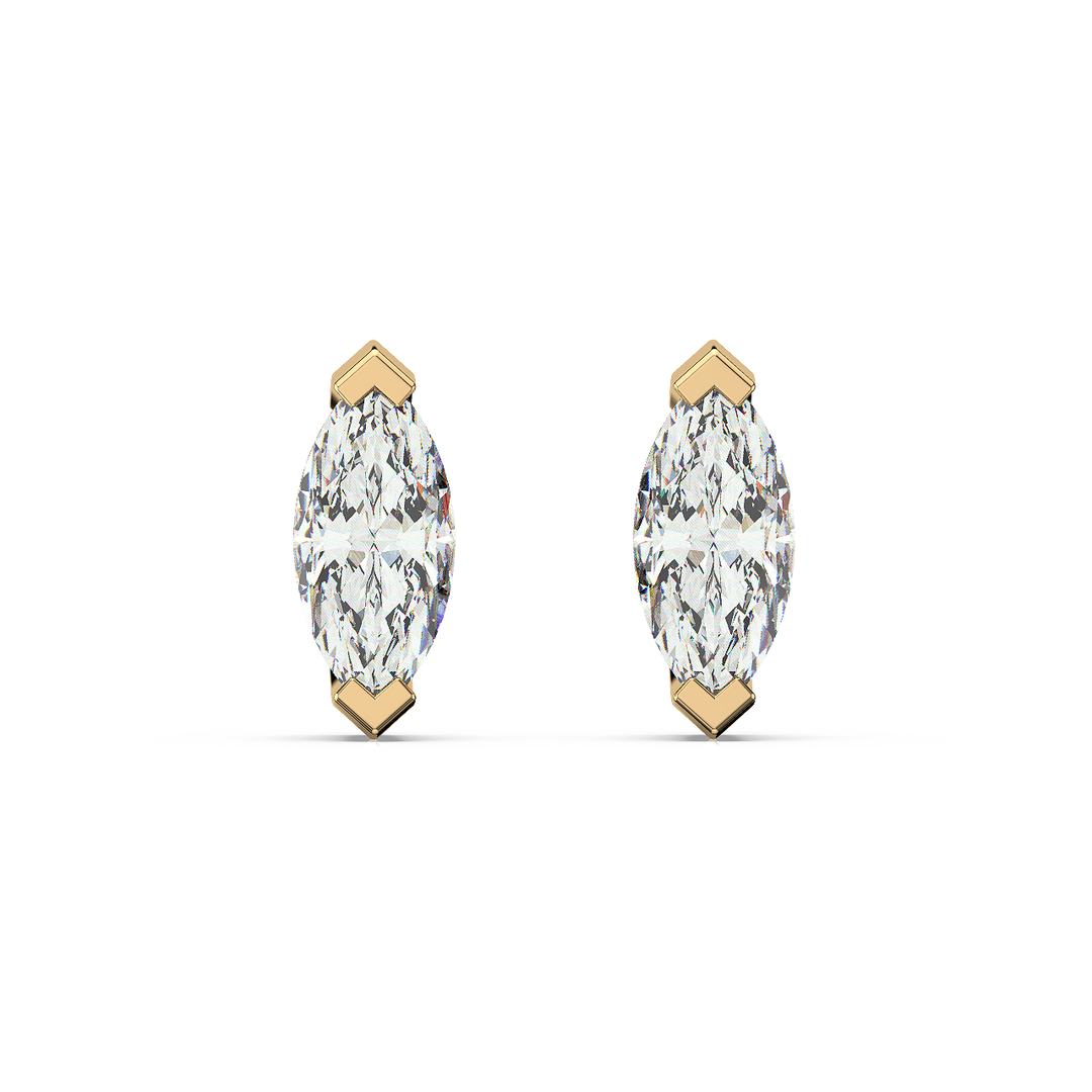 Solitaire Marquise Lab Grown Diamond Studs Earrings by Stefee
