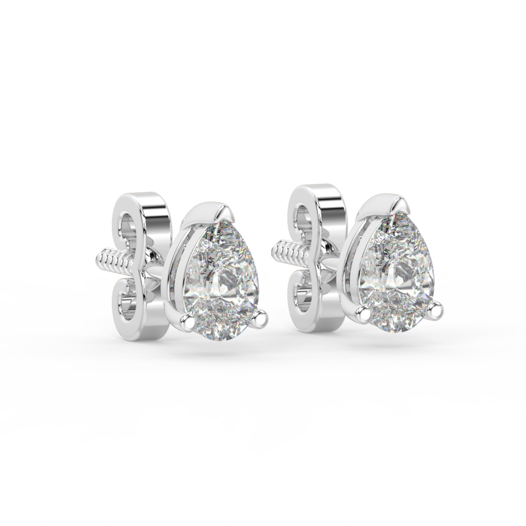 Solitaire Pear Lab Grown Diamond Studs Earrings by Stefee