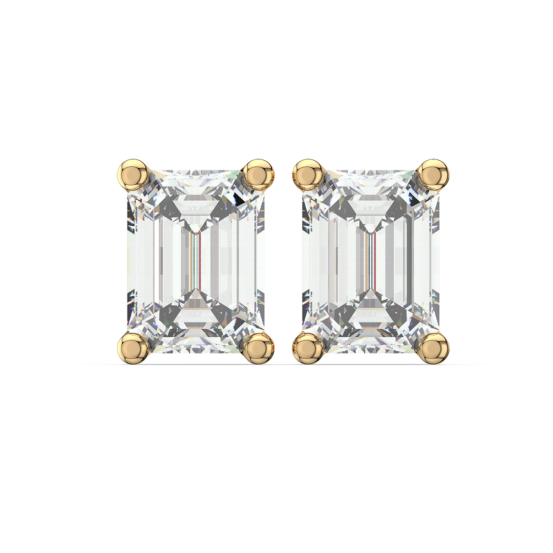 Solitaire Emerald Lab Grown Diamond Studs Earrings by Stefee