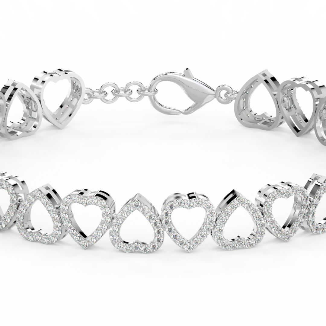 Locked Hearts Lab Grown Diamond Bracelet by Stefee Jewels