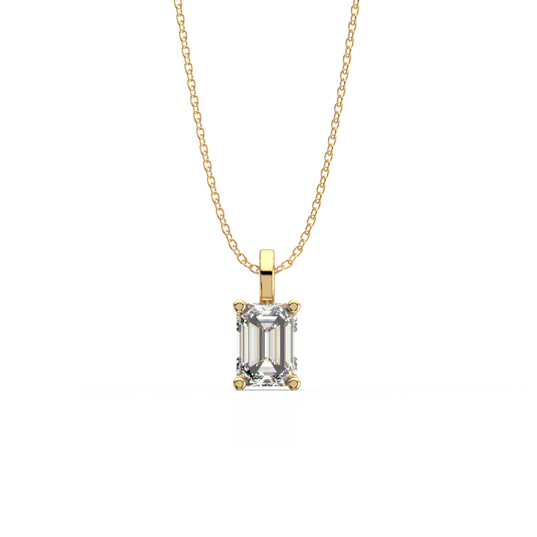 Solitaire Emerald Lab Grown Diamond Pendant by Stefee