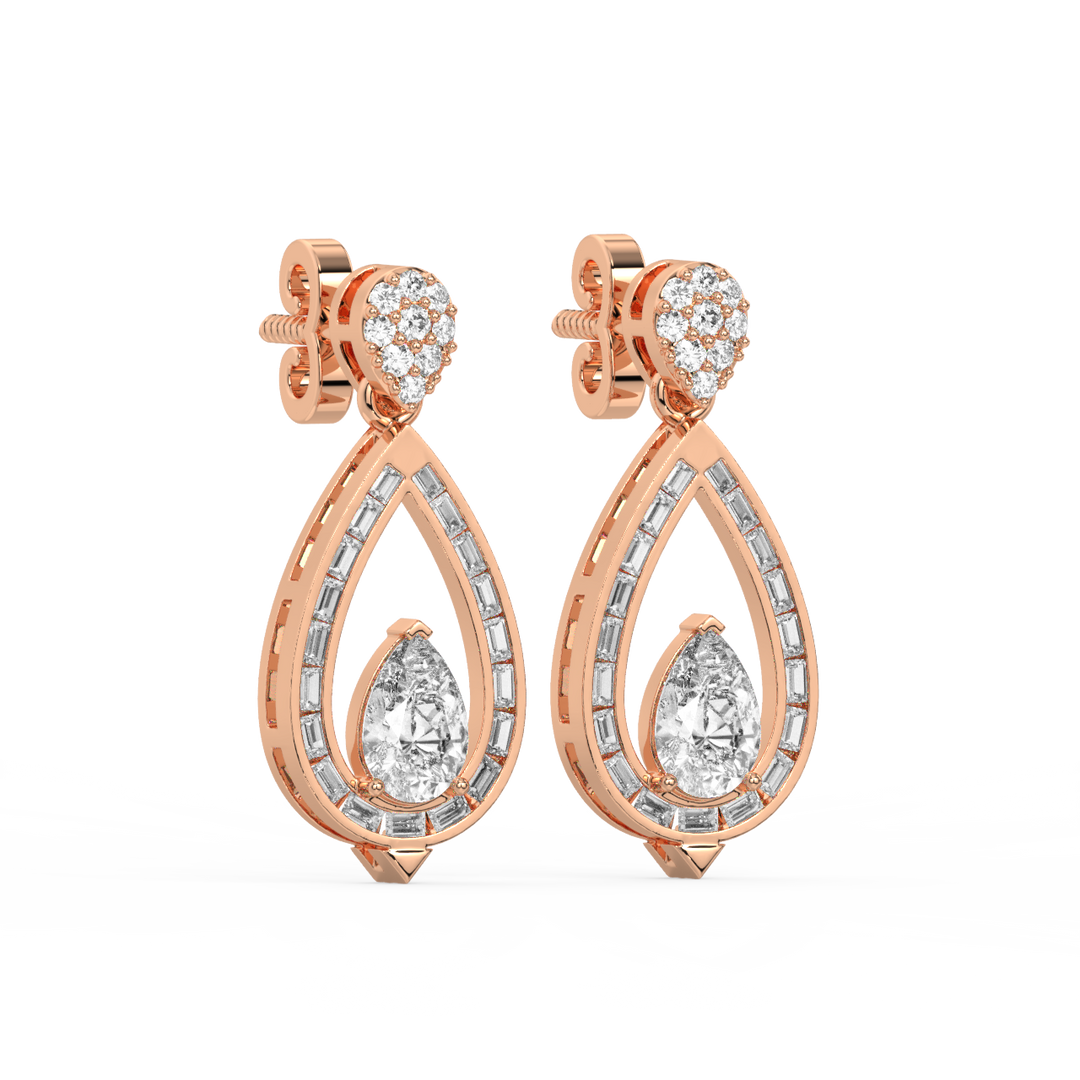 Subburst Pearl Lab Grown Diamond Drop Earrings by Stefee Jewels